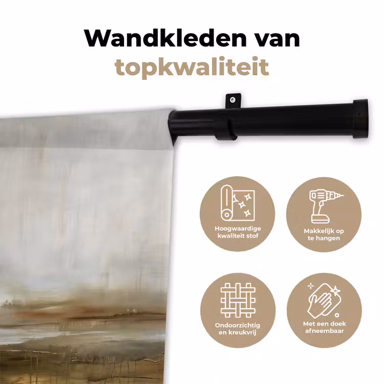 Abstract - Landschap - Natuur - Beige - Bruin Wandkleed katoen klein -sfeer2