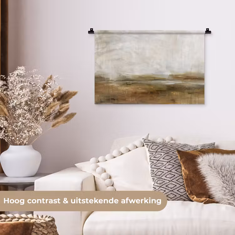 Abstract - Landschap - Natuur - Beige - Bruin Wandkleed katoen klein -sfeer1