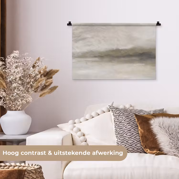 Abstract - Landschap - Nevel - Modern - Grijs Wandkleed katoen klein -sfeer1