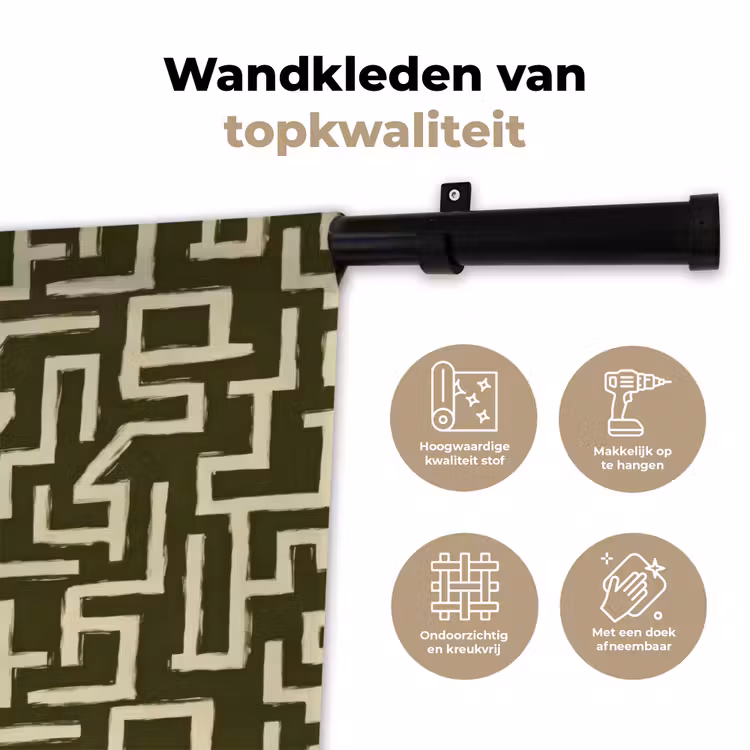 Abstract - Lijnen - Groen Wandkleed katoen klein 269 -sfeer2