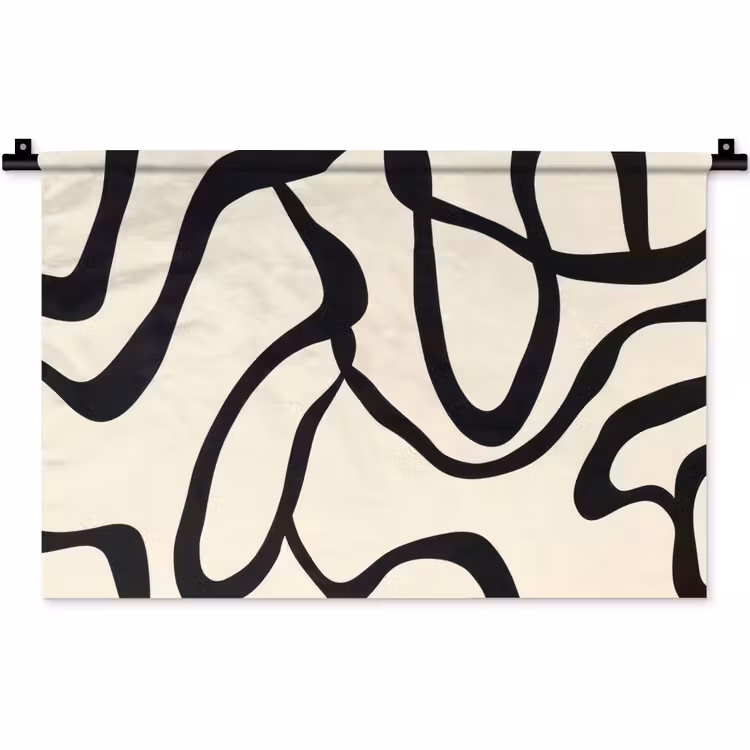 Abstract - Lijnen - Modern - Beige Wandkleed katoen klein -zz3d