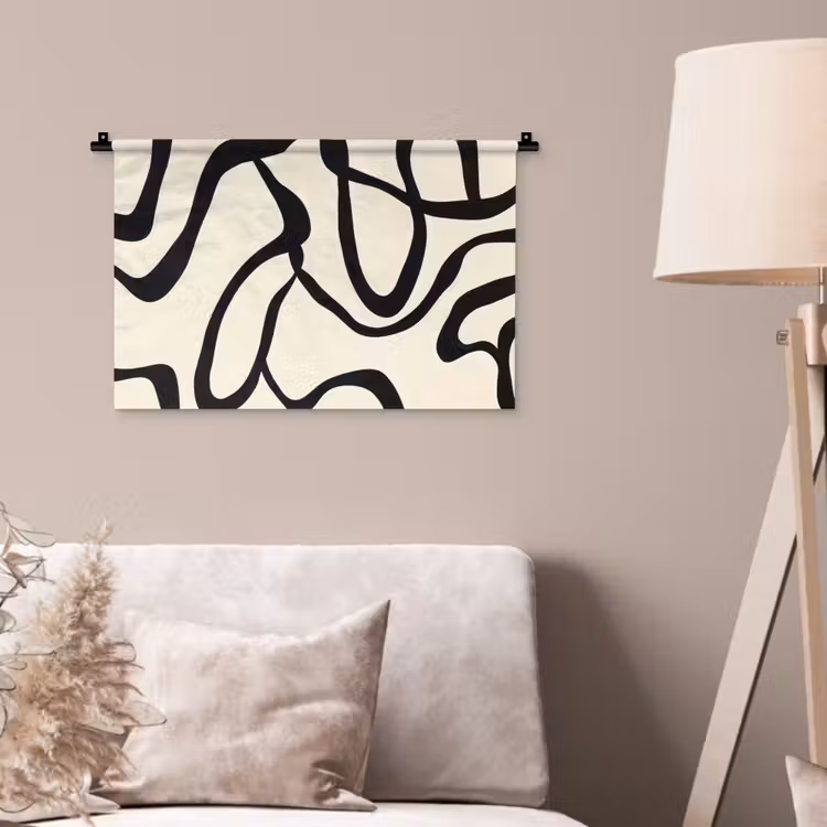 Abstract - Lijnen - Modern - Beige Wandkleed katoen klein -sfeer4