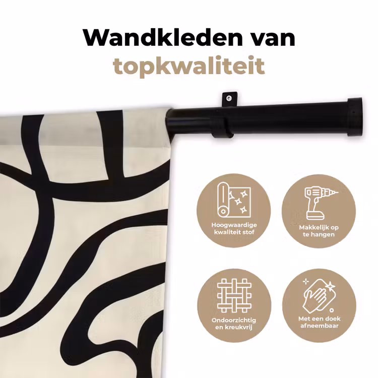 Abstract - Lijnen - Modern - Beige Wandkleed katoen klein -sfeer2