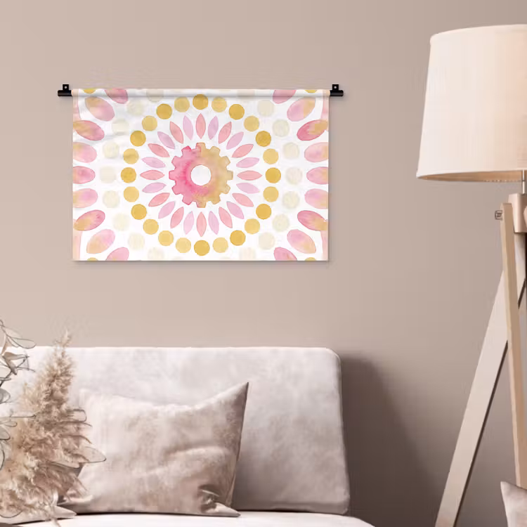 Abstract - Mandala - Kunst - Modern - Roze Wandkleed katoen klein -sfeer4