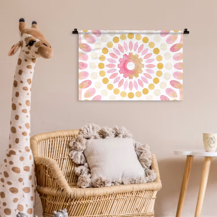Abstract - Mandala - Kunst - Modern - Roze Wandkleed katoen klein -wsfeer5_kind