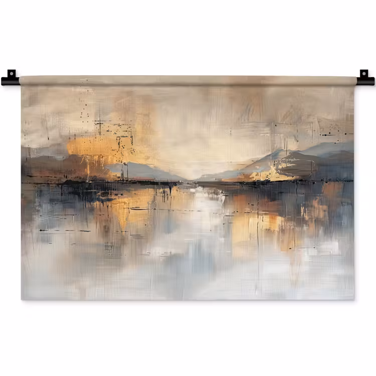 Abstract - Modern - Beige - Aesthetic - Goud Wandkleed katoen klein -zz3d