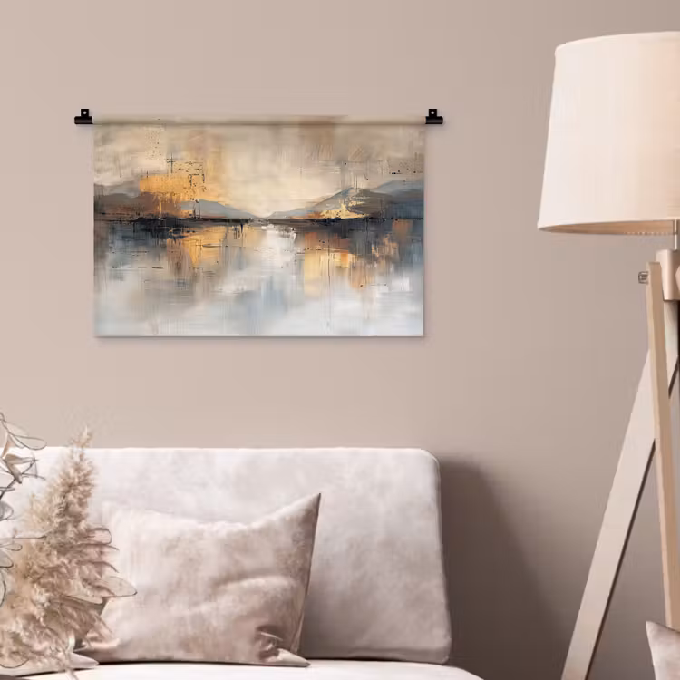 Abstract - Modern - Beige - Aesthetic - Goud Wandkleed katoen klein -sfeer4