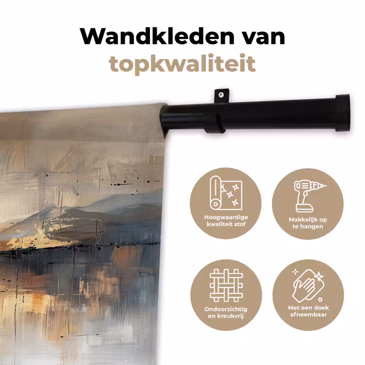 Abstract - Modern - Beige - Aesthetic - Goud Wandkleed katoen klein -sfeer2