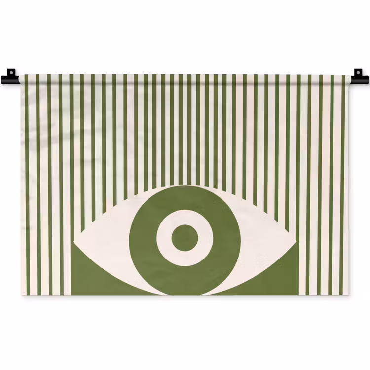 Abstract - Oog - Strepen - Modern - Groen Wandkleed katoen klein -zz3d