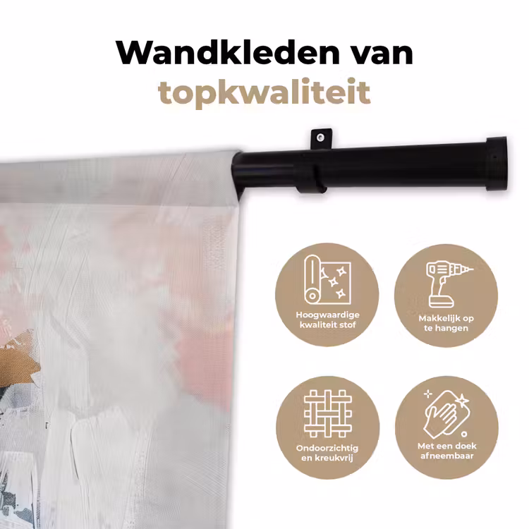 Abstract - Pastel kleuren - Goud - Modern - Aesthetic Wandkleed katoen klein -sfeer2