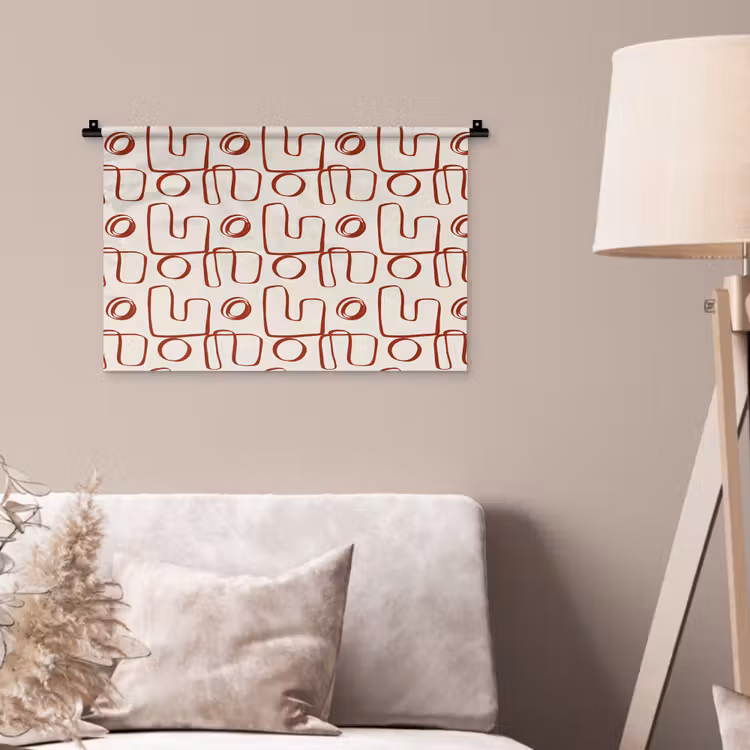 Abstract - Patroon - Beige - Rood Wandkleed katoen klein 269 -sfeer4