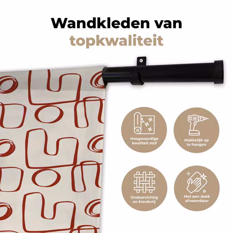 Abstract - Patroon - Beige - Rood Wandkleed katoen klein 269 -sfeer2