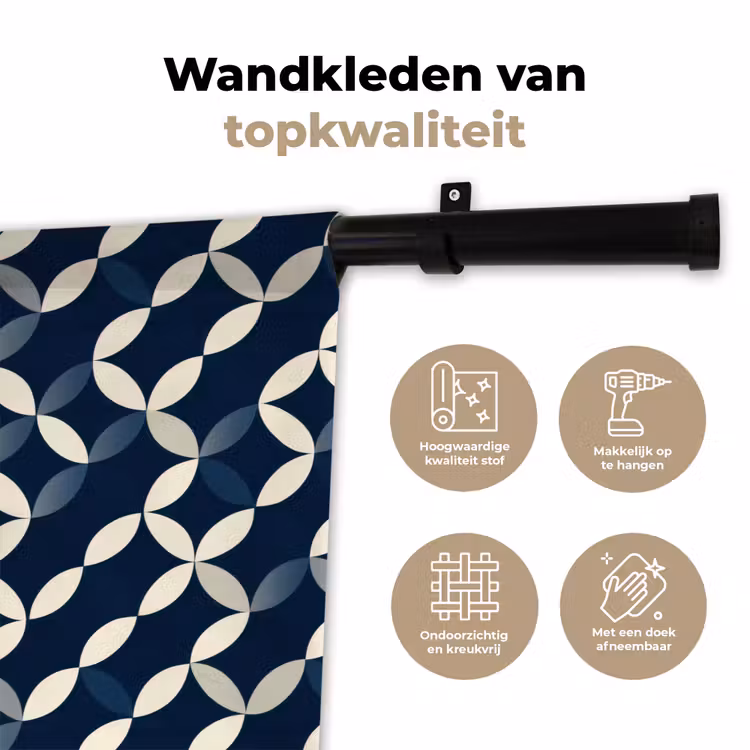 Abstract - Patroon - Blauw Wandkleed katoen klein 269 -sfeer2