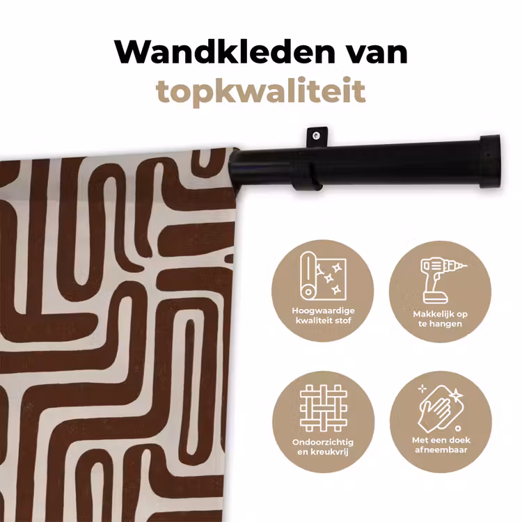 Abstract - Patroon - Bruin Wandkleed katoen klein 269 -sfeer2