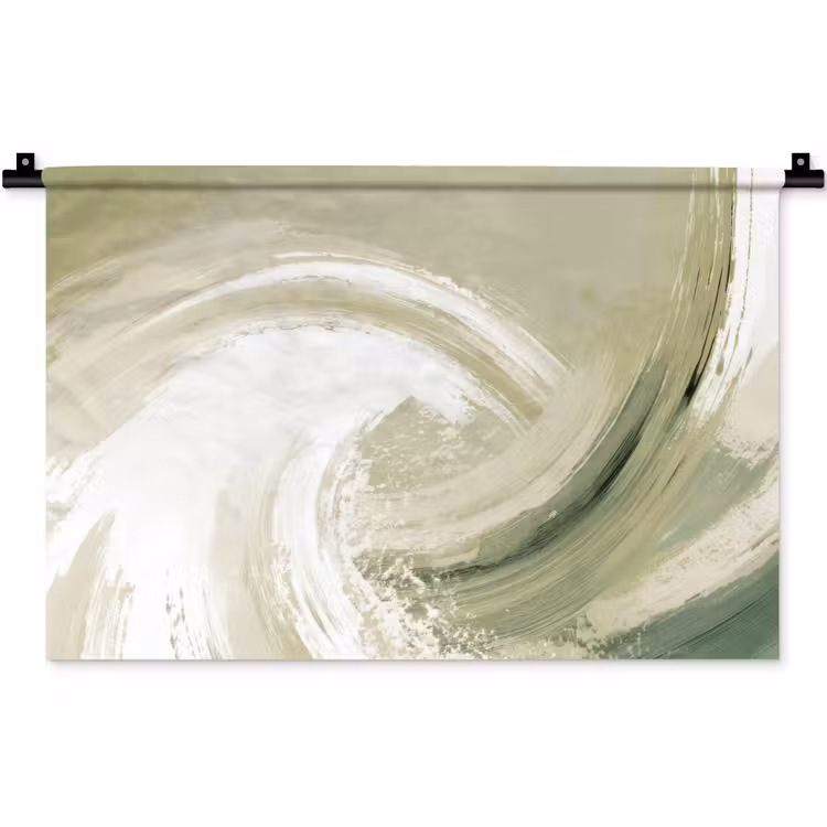 Abstract - Penseelstreken - Golven - Groen Wandkleed katoen klein -zz3d
