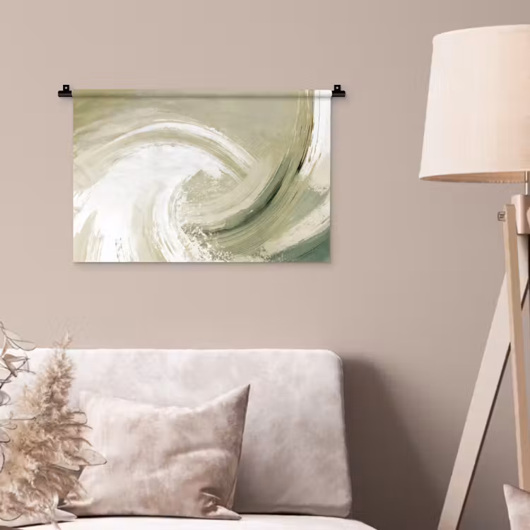 Abstract - Penseelstreken - Golven - Groen Wandkleed katoen klein -sfeer4