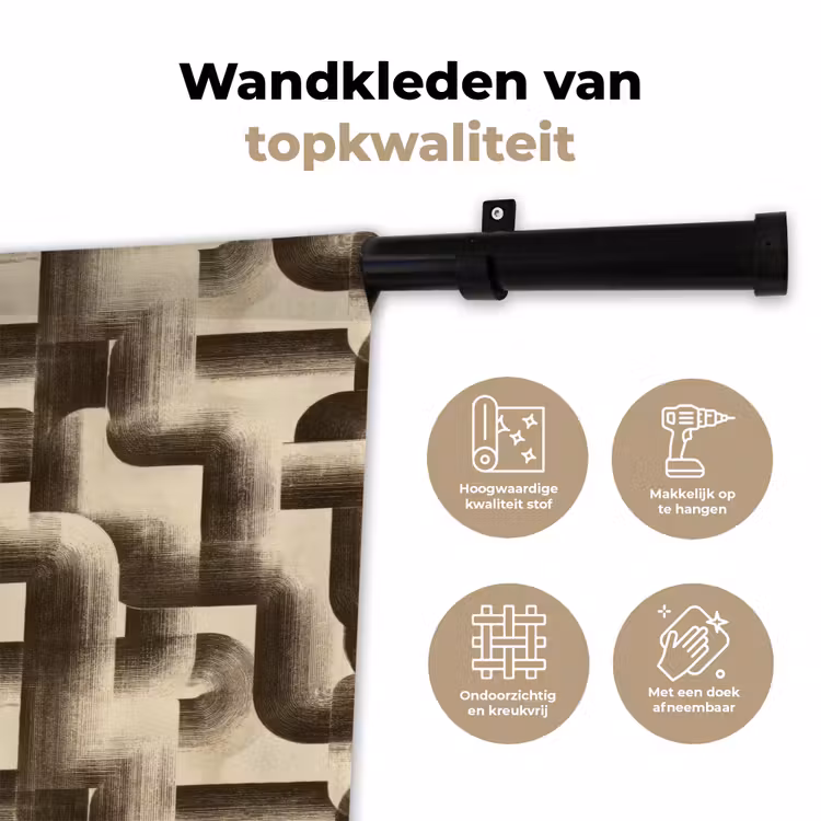 Abstract - Retro - Zwart Wandkleed katoen klein 269 -sfeer2