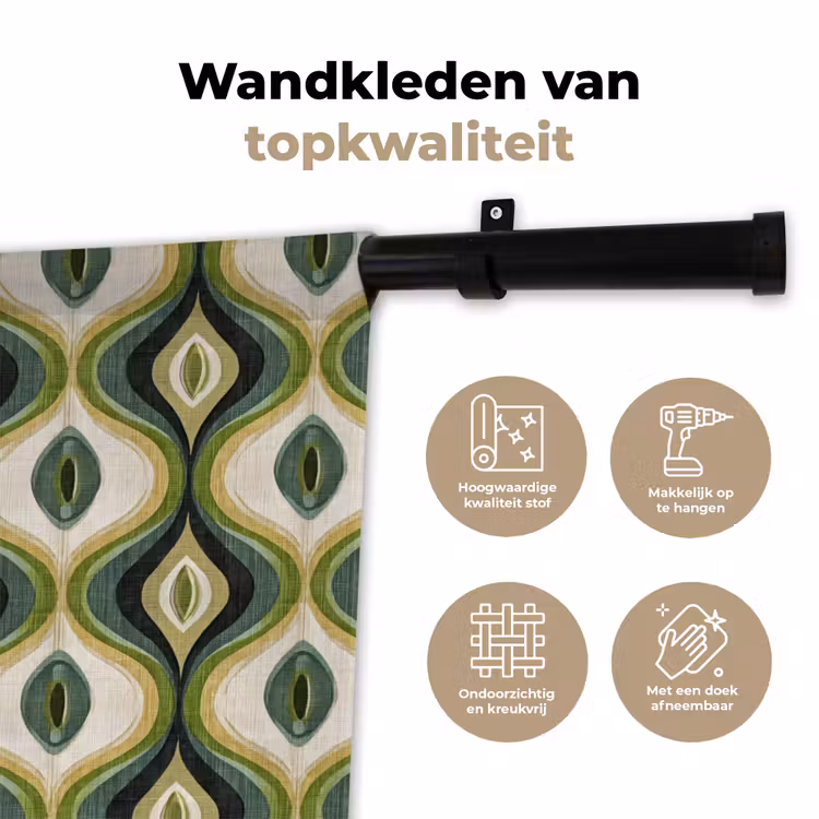 Abstract - Ritmisch - Groen Wandkleed katoen klein 269 -sfeer2