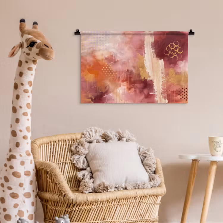 Abstract - Rood - Goud - Modern - Kunst Wandkleed katoen klein -wsfeer5_kind