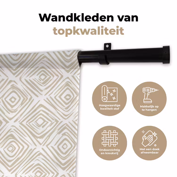 Abstract - Ruit - Beige Wandkleed katoen klein 269 -sfeer2