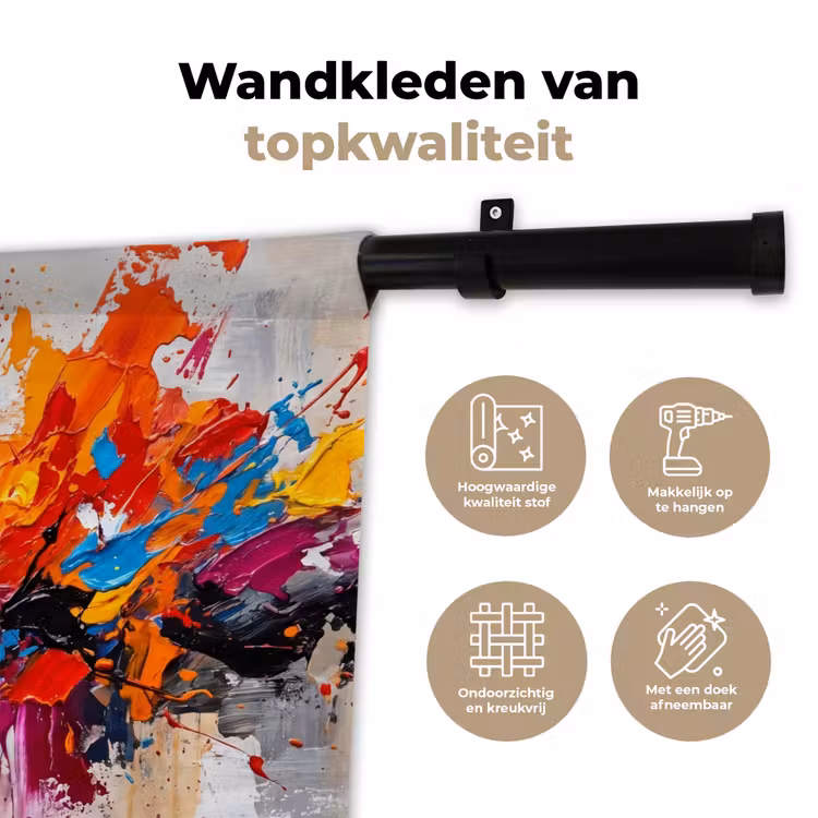 Abstract - Schilderij - Kleurrijk - Dynamisch Wandkleed katoen klein -sfeer2