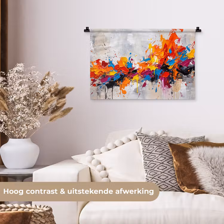 Abstract - Schilderij - Kleurrijk - Dynamisch Wandkleed katoen klein -sfeer1