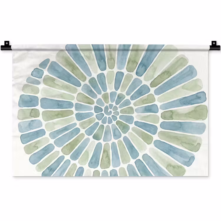 Abstract - Spiraal - Patroon - Modern - Blauw-Groen Wandkleed katoen klein -zz3d