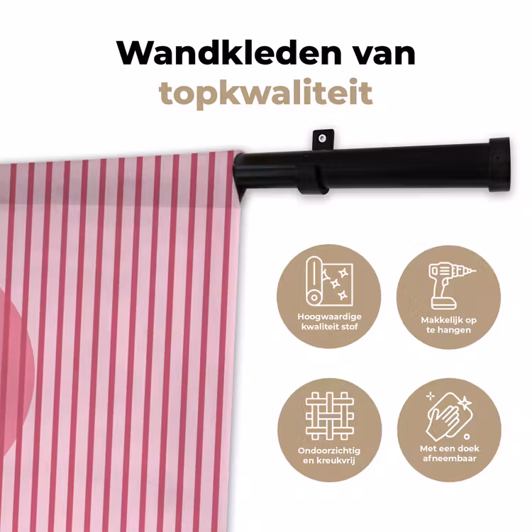 Abstract - Strepen - Ovaal - Roze - Modern Wandkleed katoen klein -sfeer2