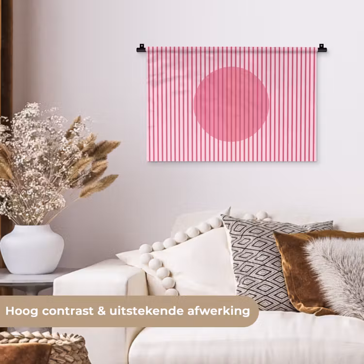 Abstract - Strepen - Ovaal - Roze - Modern Wandkleed katoen klein -sfeer1