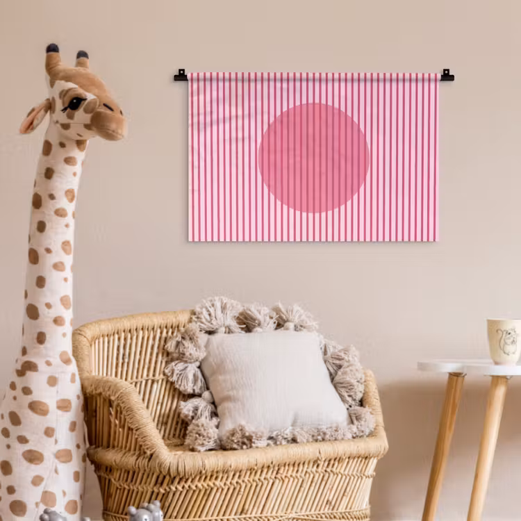 Abstract - Strepen - Ovaal - Roze - Modern Wandkleed katoen klein -wsfeer5_kind