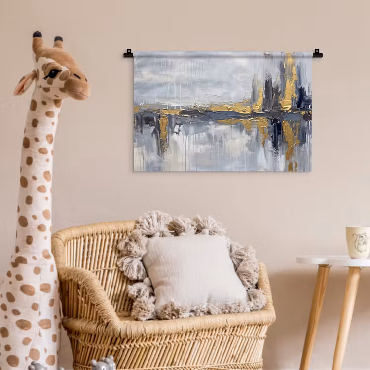 Abstract - Structuur - Goud - Grijs - Modern Wandkleed katoen klein -wsfeer5_kind