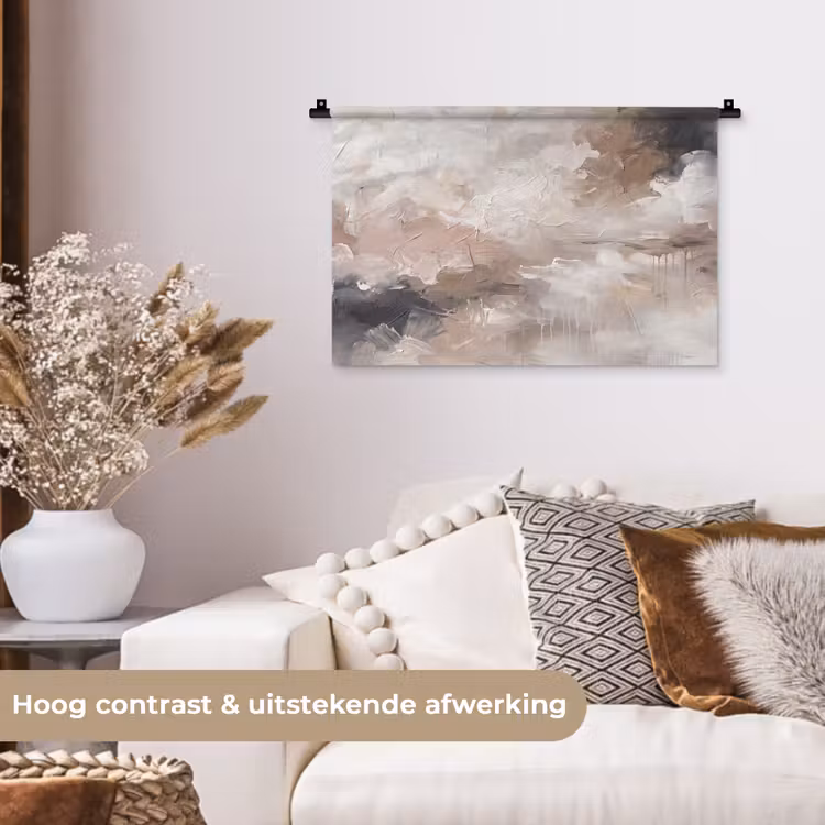 Abstract - Textuur - Kunst - Modern - Beige Wandkleed katoen klein -sfeer1