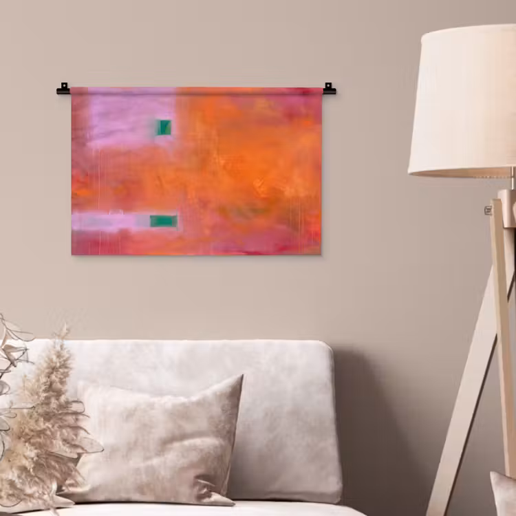 Abstract - Vlakken - Kunst - Modern - Oranje Wandkleed katoen klein -sfeer4