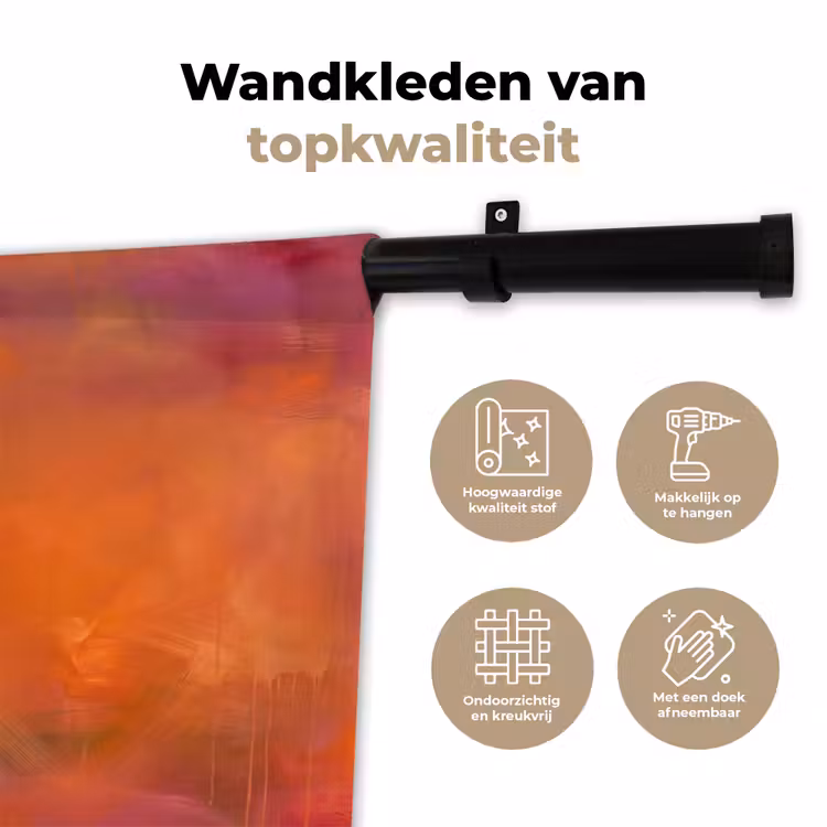 Abstract - Vlakken - Kunst - Modern - Oranje Wandkleed katoen klein -sfeer2