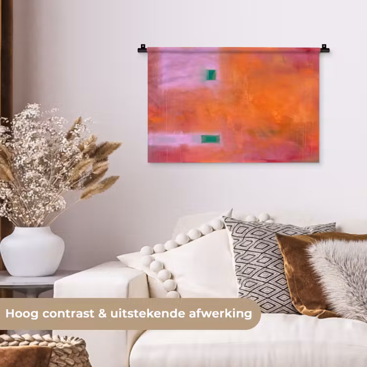 Abstract - Vlakken - Kunst - Modern - Oranje Wandkleed katoen klein -sfeer1