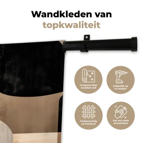 Abstract - Vlakken - Zwart - Rond Wandkleed katoen klein -sfeer2