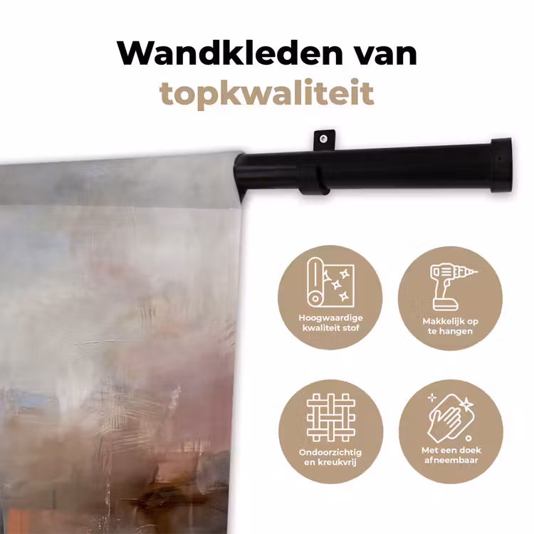 Abstract - Vloeiend - Kunst - Modern - Beige Wandkleed katoen klein -sfeer2