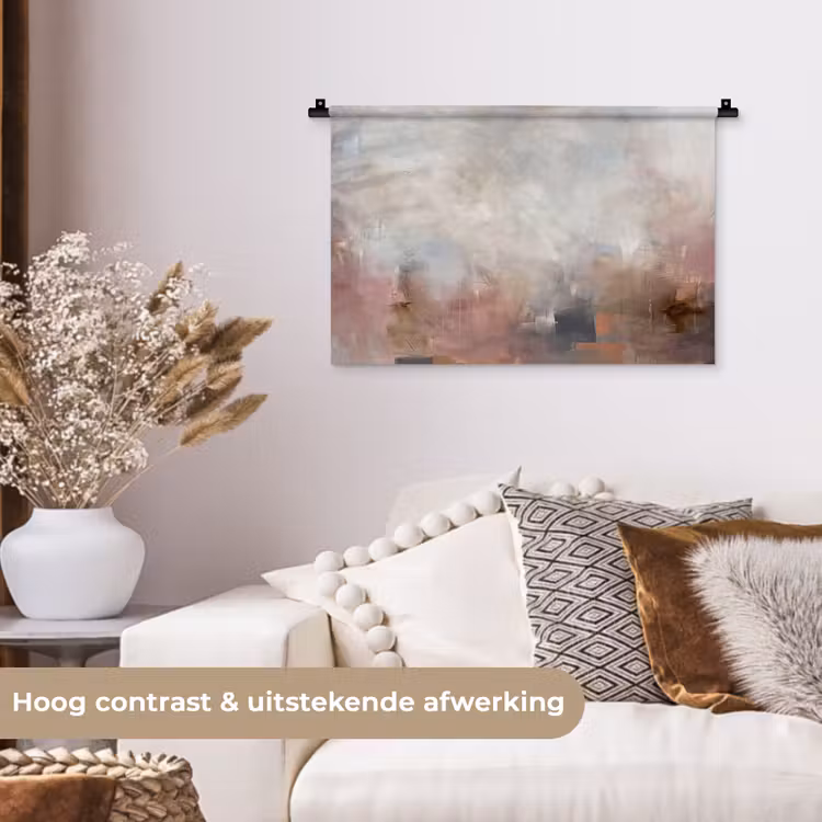 Abstract - Vloeiend - Kunst - Modern - Beige Wandkleed katoen klein -sfeer1