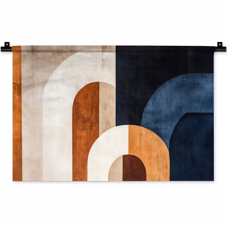 Abstract - Vormen - Donkerblauw Wandkleed katoen klein -zz3d