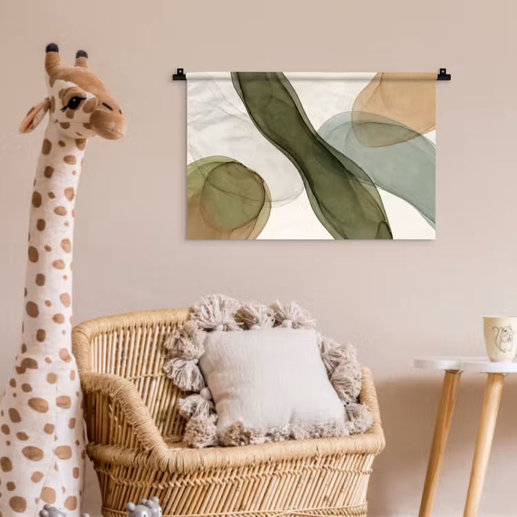 Abstract - Vormen - Modern - Kunst - Groen - Bruin Wandkleed katoen klein -wsfeer5_kind
