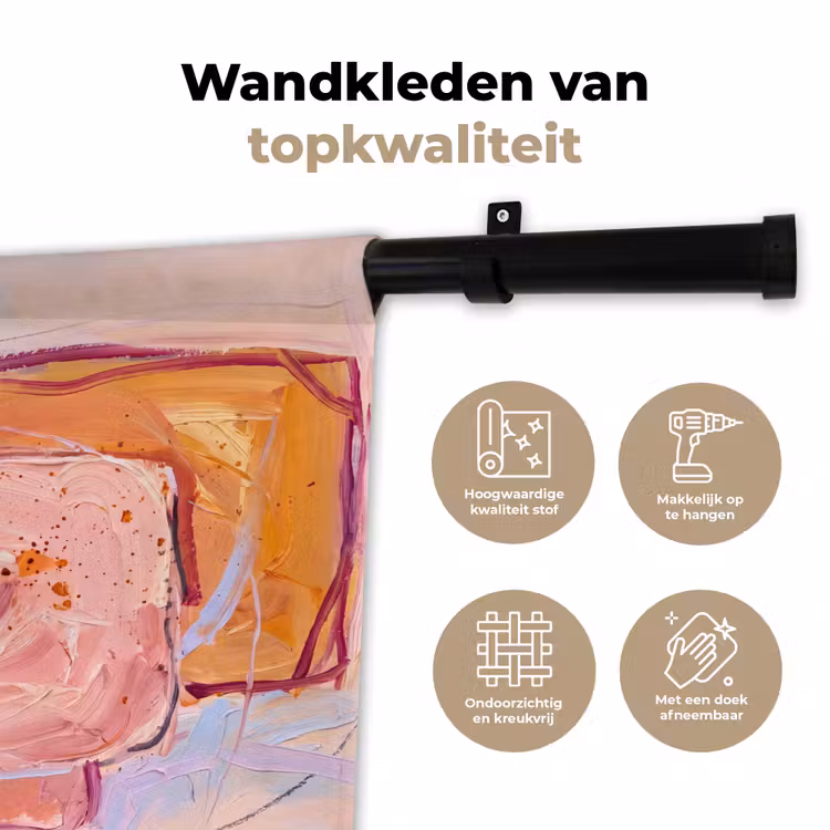 Abstract - Vormen - Modern - Roze Wandkleed katoen klein -sfeer2