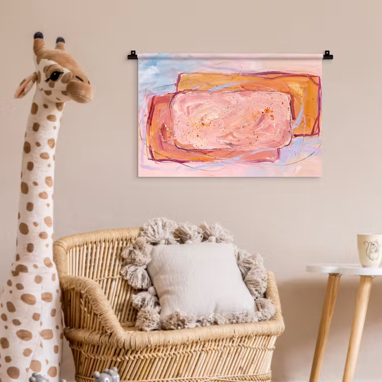 Abstract - Vormen - Modern - Roze Wandkleed katoen klein -wsfeer5_kind