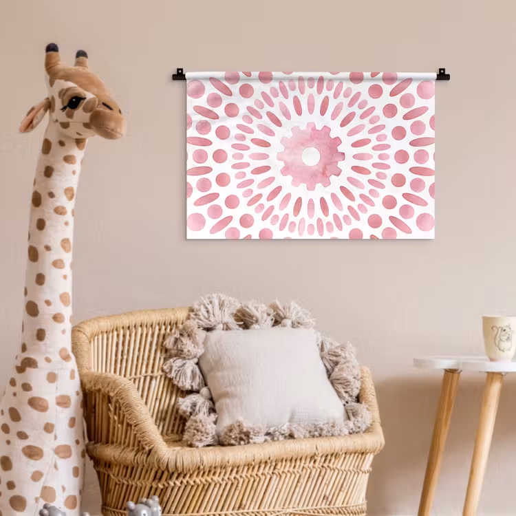 Abstract - Vormen - Patroon - Aquarel - Roze Wandkleed katoen klein -wsfeer5_kind