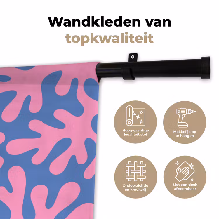 Abstract - Vormen - Roze - Blauw Wandkleed katoen klein -sfeer2