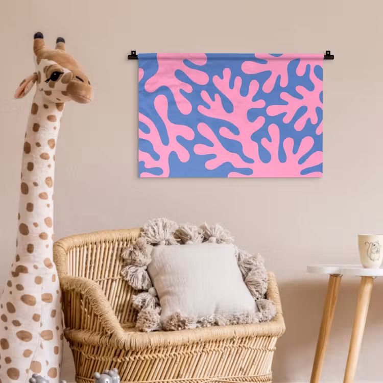 Abstract - Vormen - Roze - Blauw Wandkleed katoen klein -wsfeer5_kind