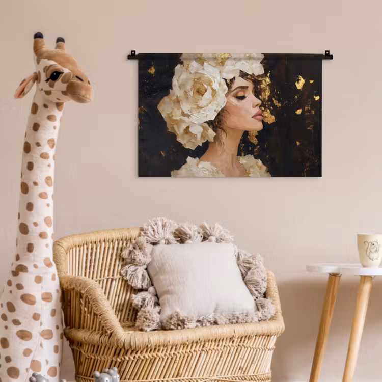 Abstract - Vrouw - Bloemen - Wit Wandkleed katoen klein -wsfeer5_kind