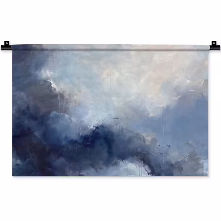 Abstract - Wolken - Modern - Blauw - Kunst Wandkleed katoen klein -zz3d