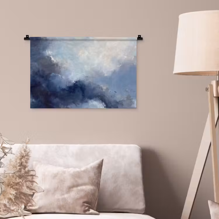 Abstract - Wolken - Modern - Blauw - Kunst Wandkleed katoen klein -sfeer4