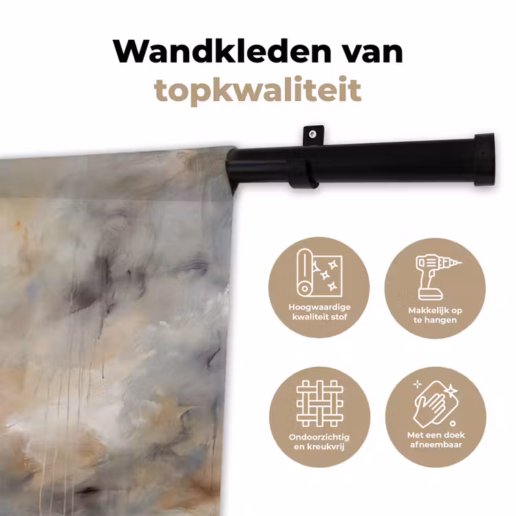 Abstract - Wolken - Sfeervol - Beige - Grijs Wandkleed katoen klein -sfeer2