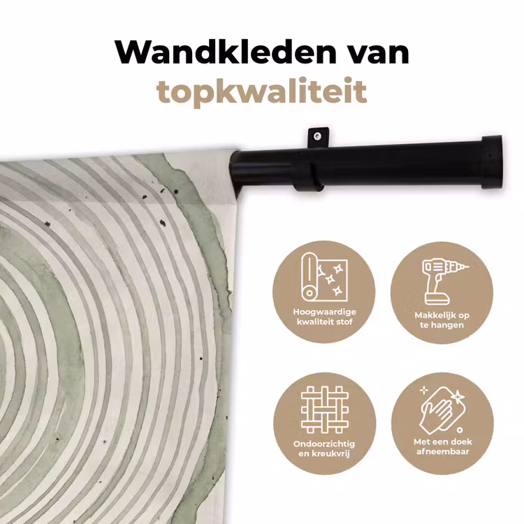 Abstractie - Cirkels - Waterverf - Groen - Modern Wandkleed katoen klein -sfeer2